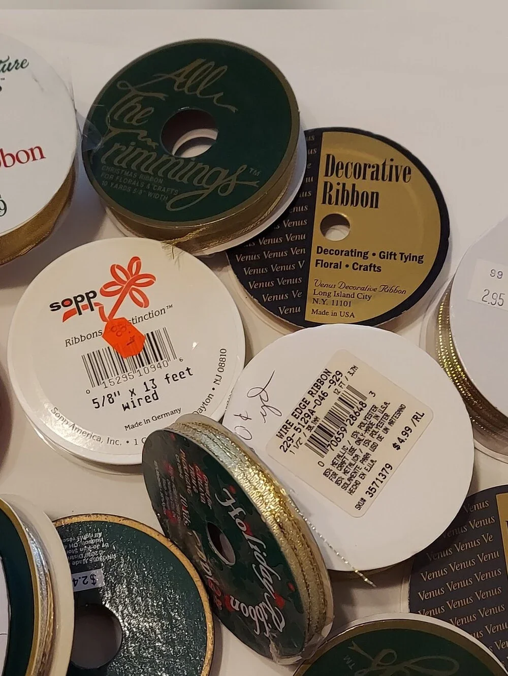 New 25 Rolls Decorative,  Many Wired Craft Ribbon Spools, Decorative, Metallics